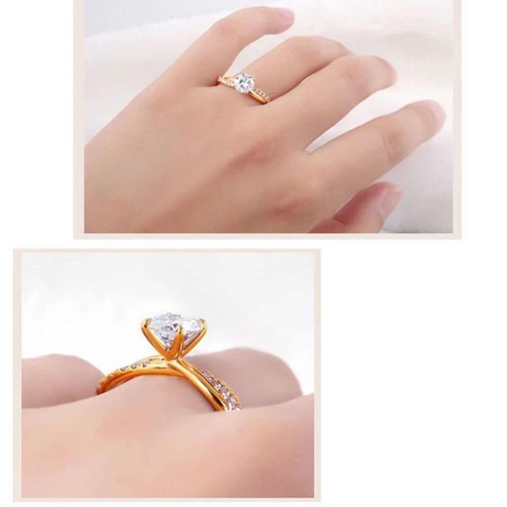 18kt Rose Gold Cubic Zirconia Twist Ring - Picture 2 of 2